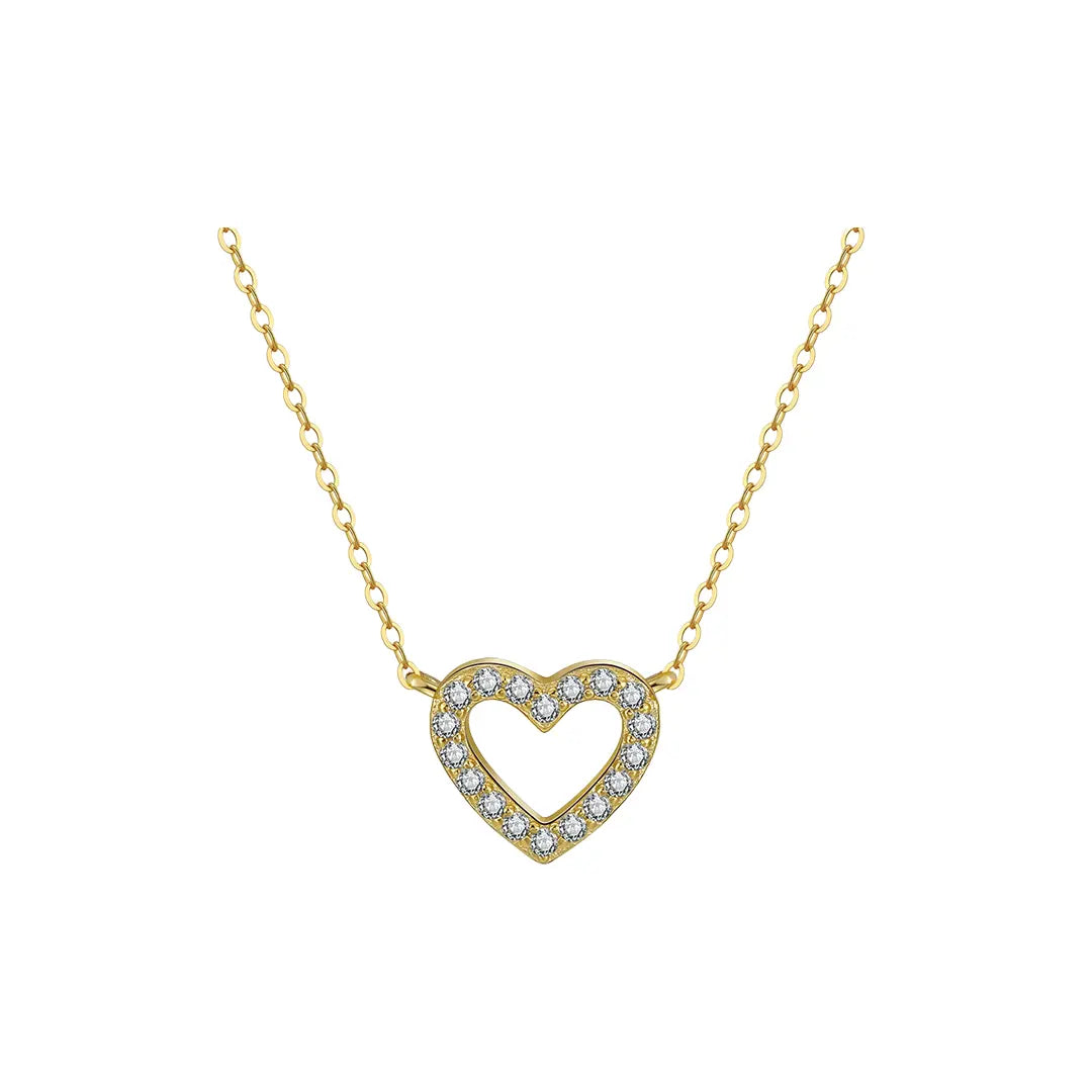 Elanea 925er Silberkette mit Herzanhänger und Zirkonia Suzan Gold