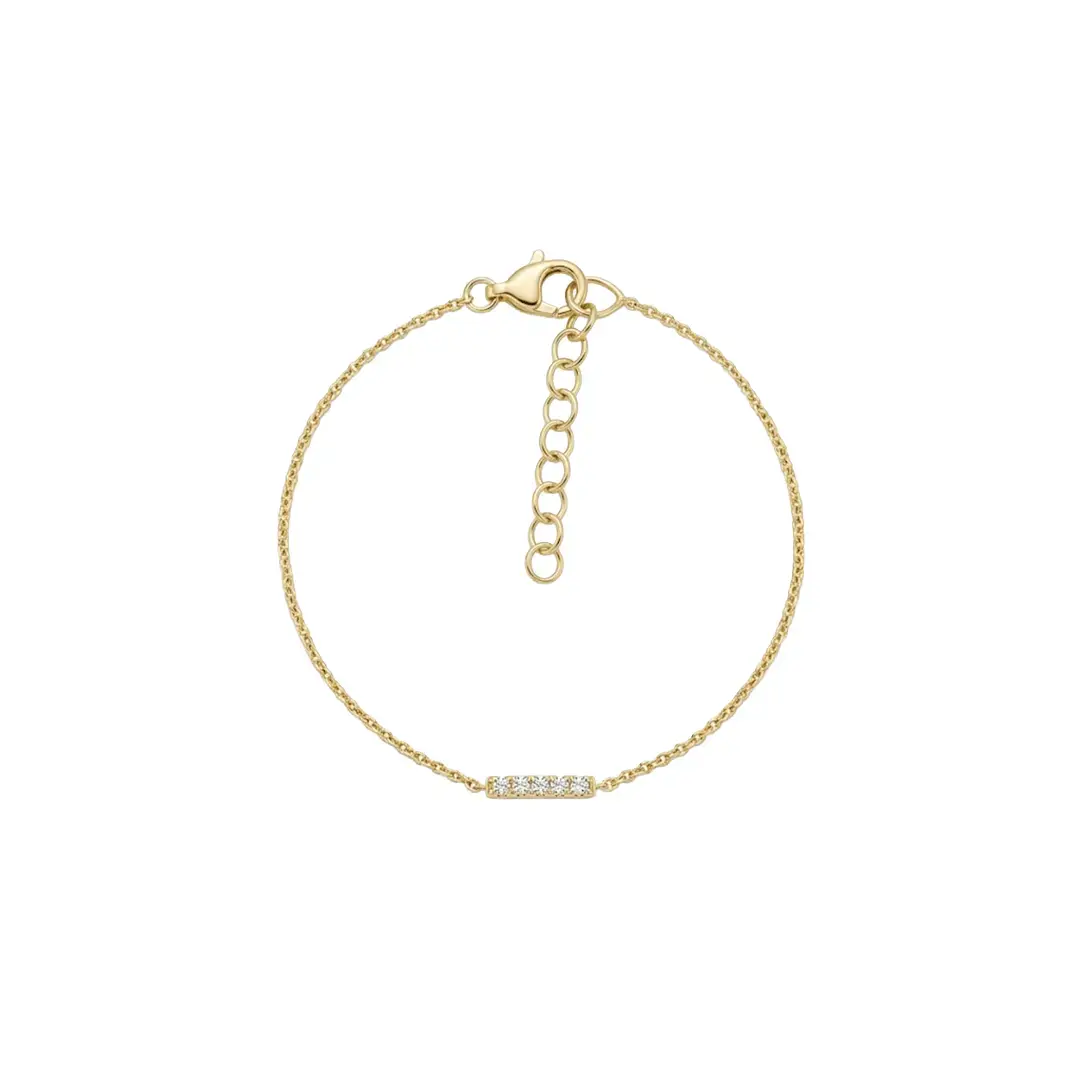 Bar Armband Zirkonia aus 925 Sterling Silber vergoldet mit Zirkonia, filigraner Schmuck für Damen, eleganter zeitloser Klassiker.