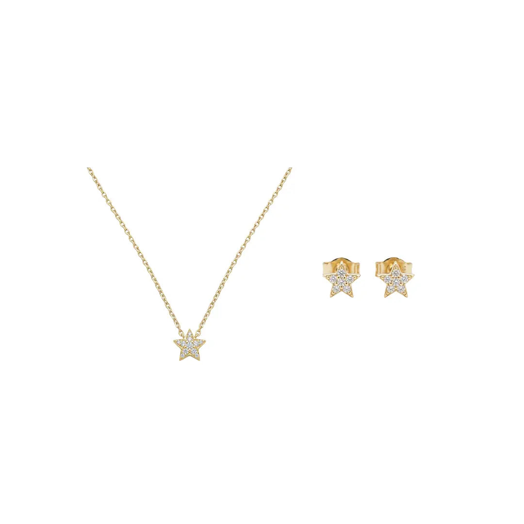 Stellara – 925 Silber Schmuckset mit funkelndem Stern - Anhänger & Ohrsteckern mit Zirkonia - Suzan Gold