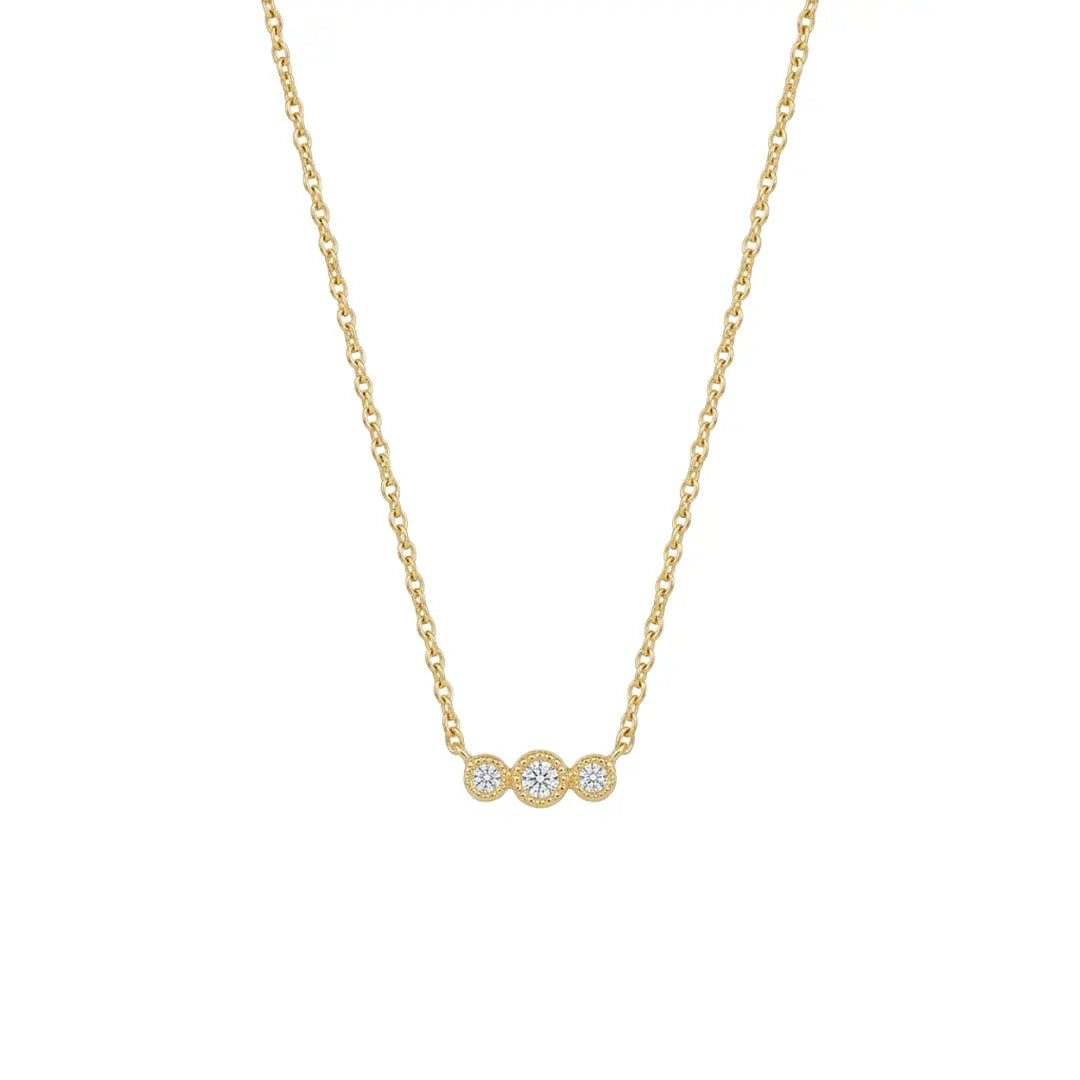 Drei Zirkonia Halskette aus 925 Sterling Silber vergoldet mit Zirkonia, filigraner Schmuck für Damen, eleganter zeitloser Klassiker.