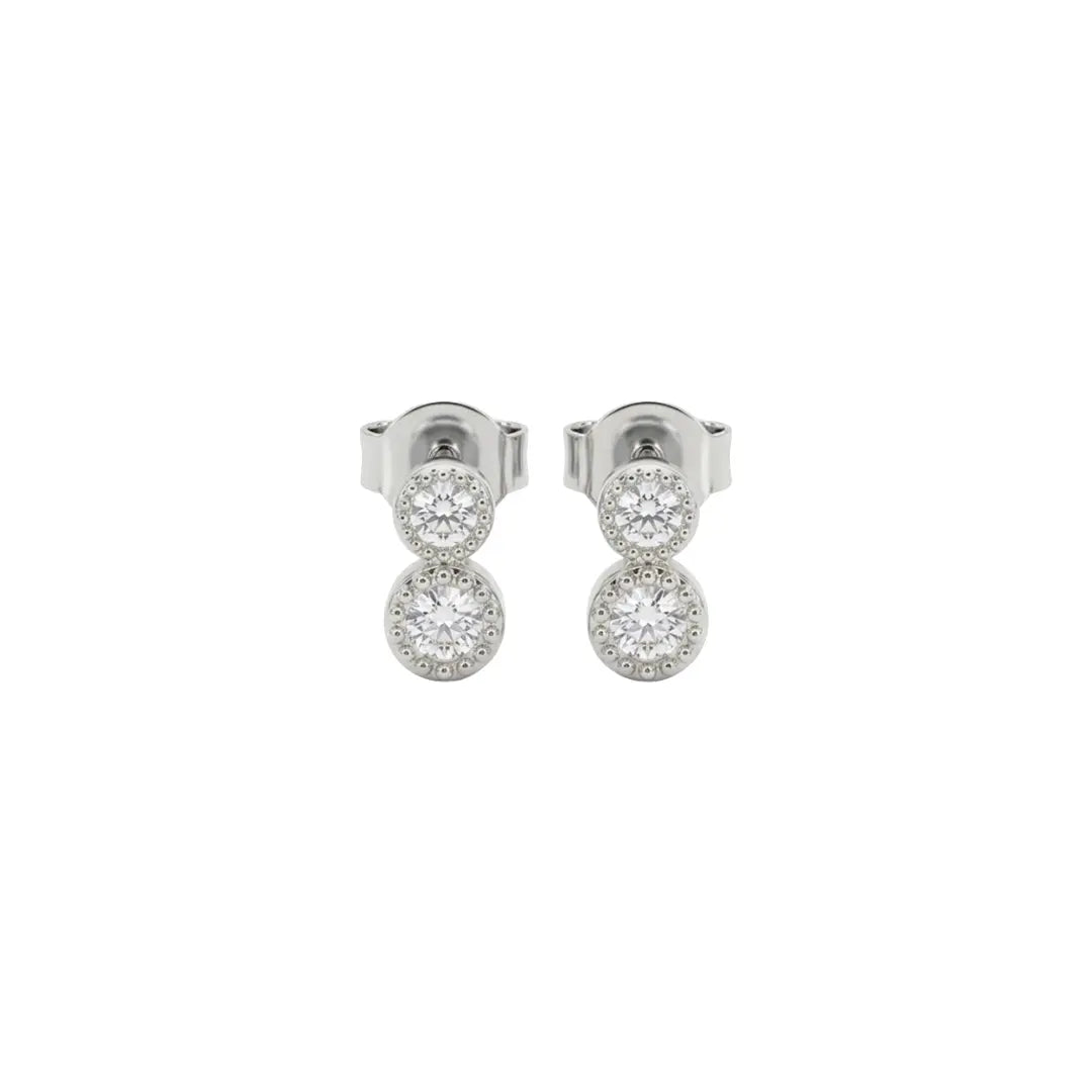 Zirkonia Ohrstecker Doppel – 925 Sterling Silber Ohrringe - Suzan Gold