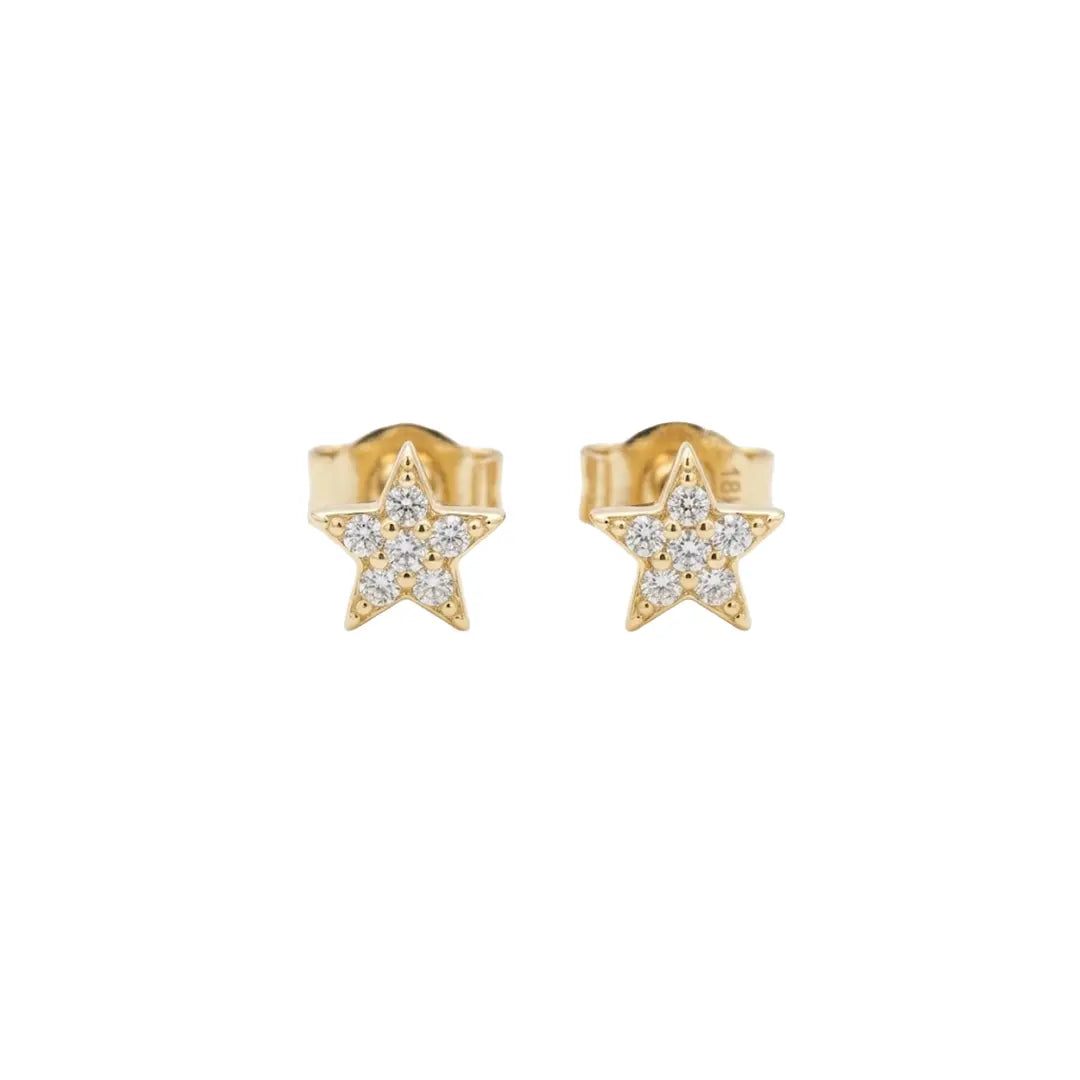 Stern Ohrstecker Zirkonia aus 925 Sterling Silber vergoldet mit Zirkonia, filigraner Schmuck für Damen, eleganter zeitloser Klassiker.