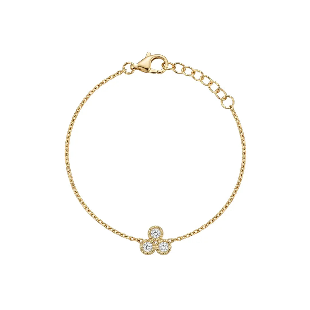 Drei Zirkonia Armband Rund aus 925 Sterling Silber vergoldet mit Zirkonia, filigraner Schmuck für Damen, eleganter zeitloser Klassiker.