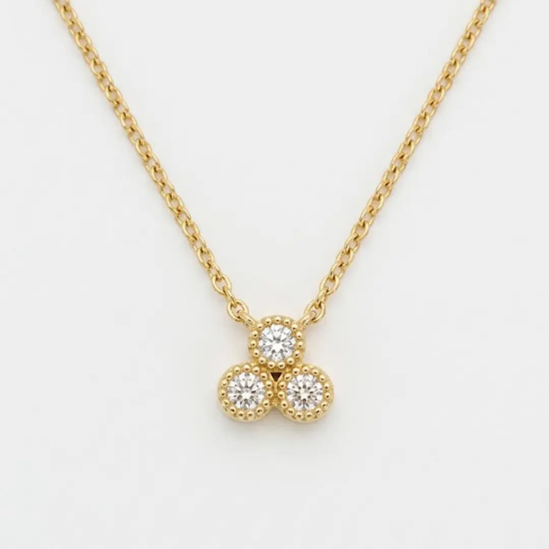 Drei Zirkonia Halskette Rund aus 925 Sterling Silber vergoldet mit Zirkonia, filigraner Schmuck für Damen, eleganter zeitloser Klassiker.