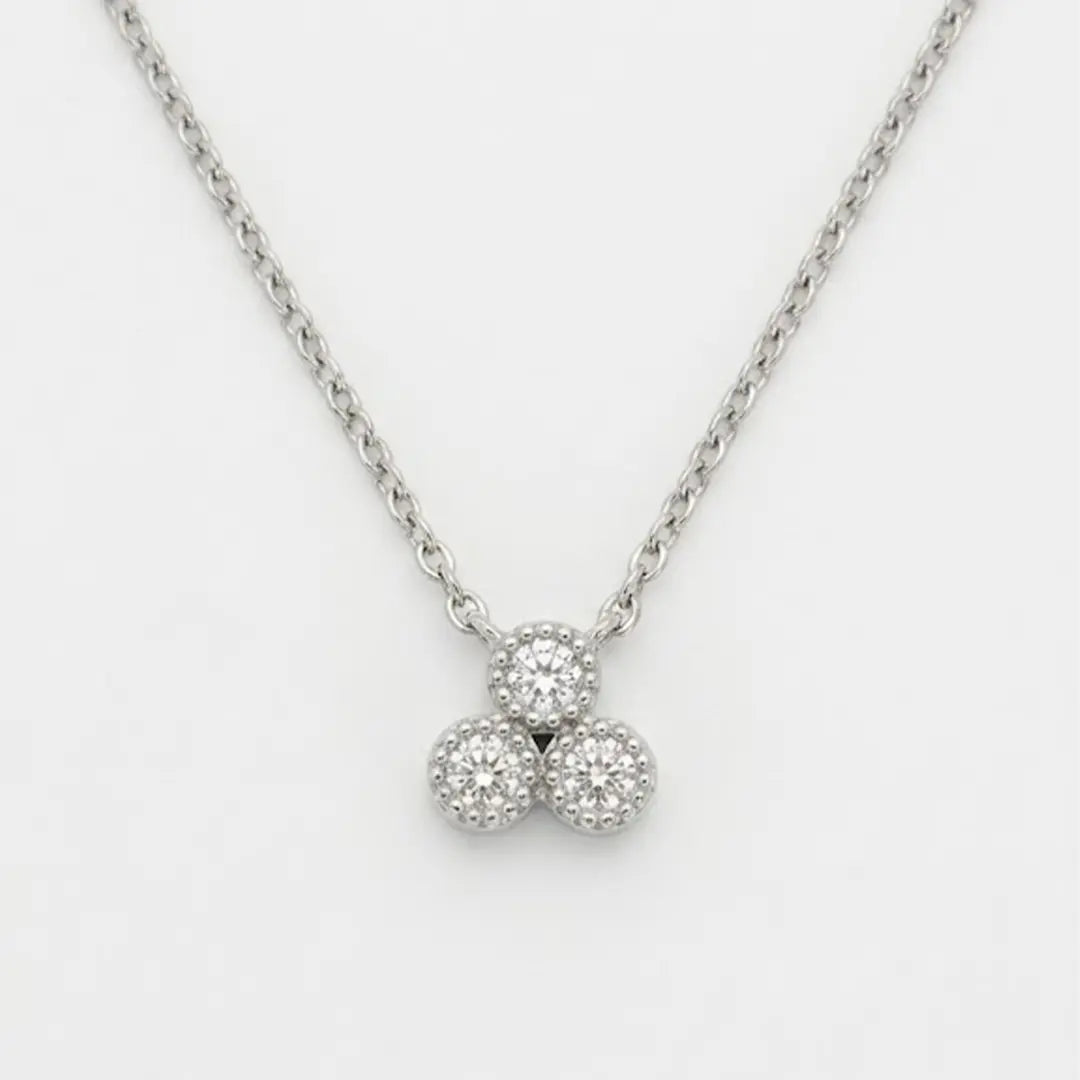 Drei Zirkonia Halskette Rund – 925 Sterling Silber Halskette - Suzan Gold