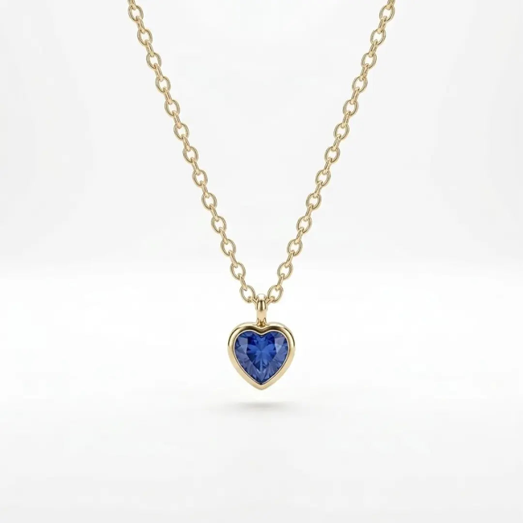 Blue Heart Necklace – 925 Sterling Silber Halskette mit blauem Herz Zirkonia Anhänger - Suzan Gold