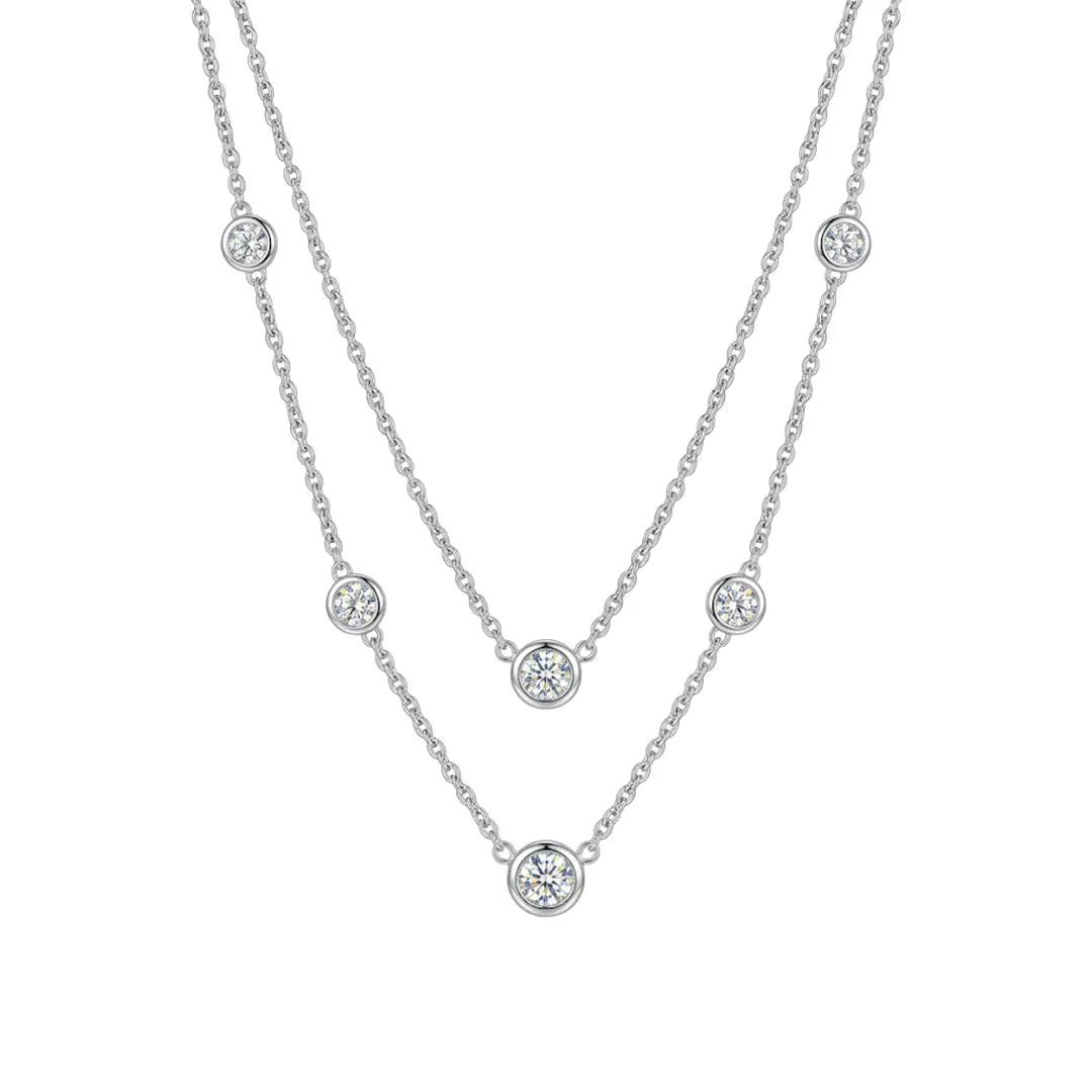 Mehrreihige Zirkonia Kette 925 Sterling Silber aus 925 Sterling Silber mit Zirkonia, filigraner Schmuck für Damen, eleganter zeitloser Klassiker.