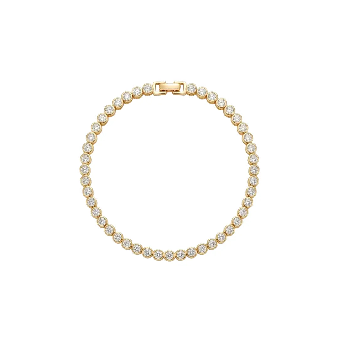 Celestia Tennis Armband aus 925 Sterling Silber vergoldet mit Zirkonia, filigraner Schmuck für Damen, eleganter zeitloser Klassiker.