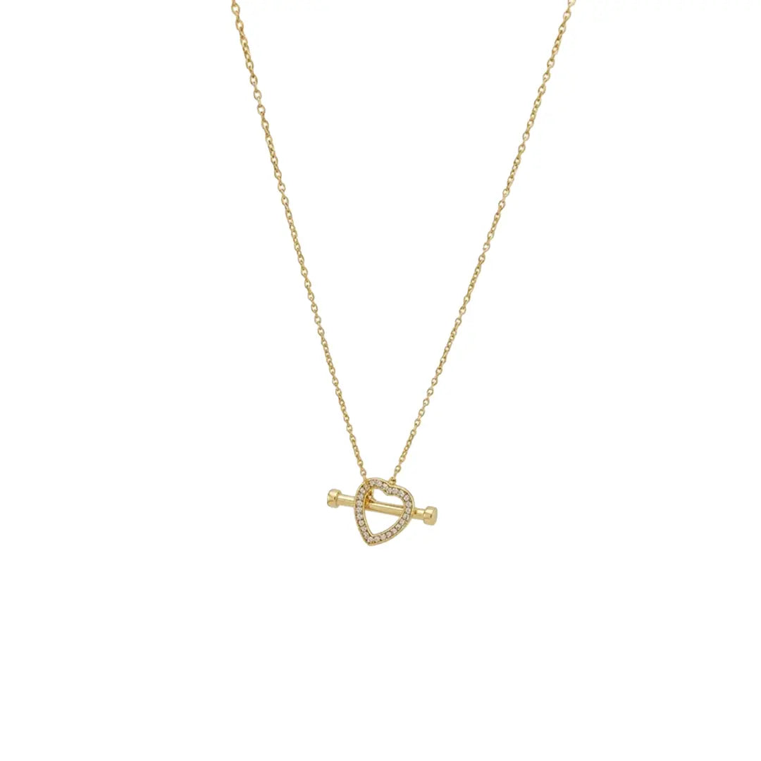 Herz Kette 925 Sterling Silber aus 925 Sterling Silber vergoldet mit Zirkonia, filigraner Schmuck für Damen, eleganter zeitloser Klassiker.