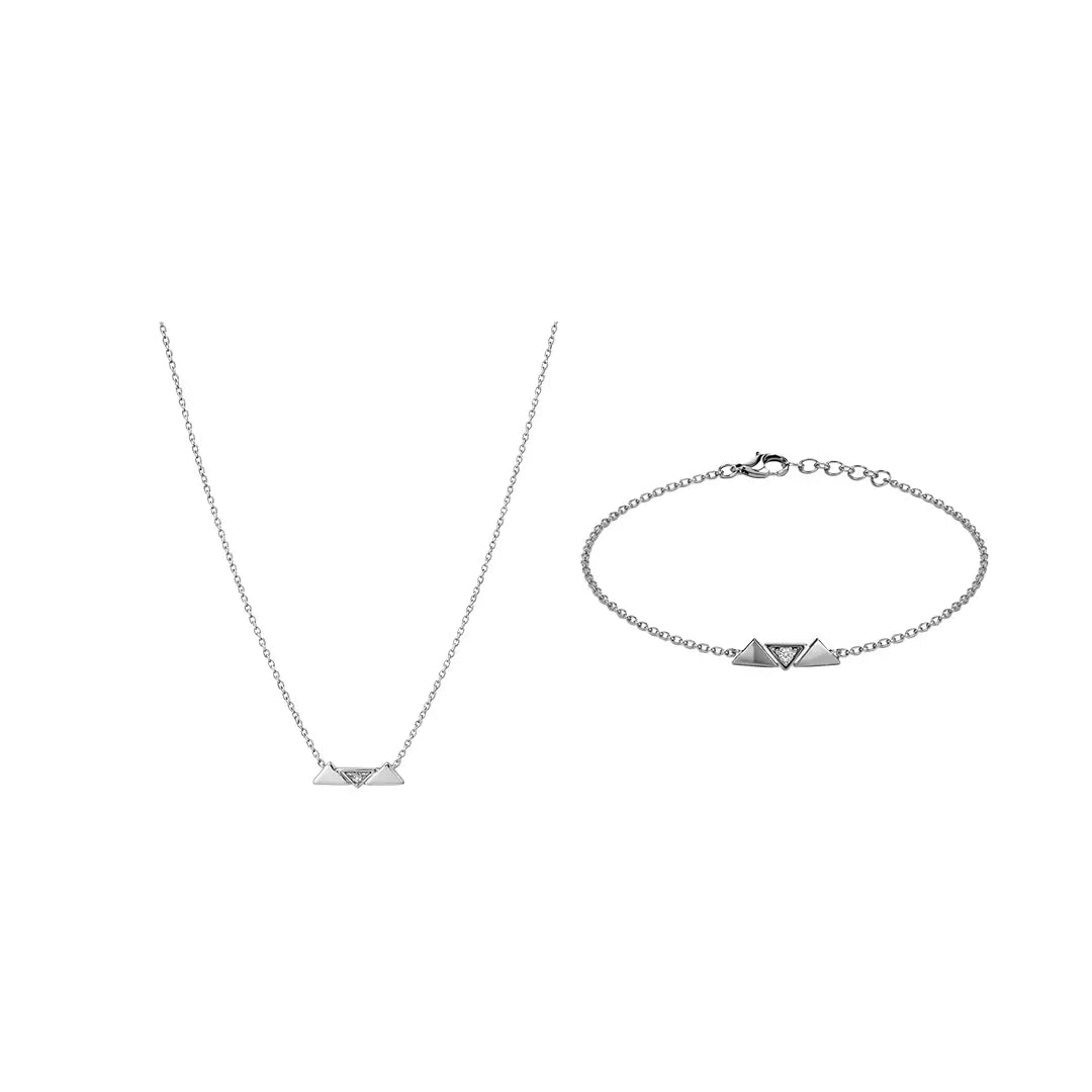 Triora Duo – 925 Silber vergoldet Dreieck Set Halskette Armband - Suzan Gold