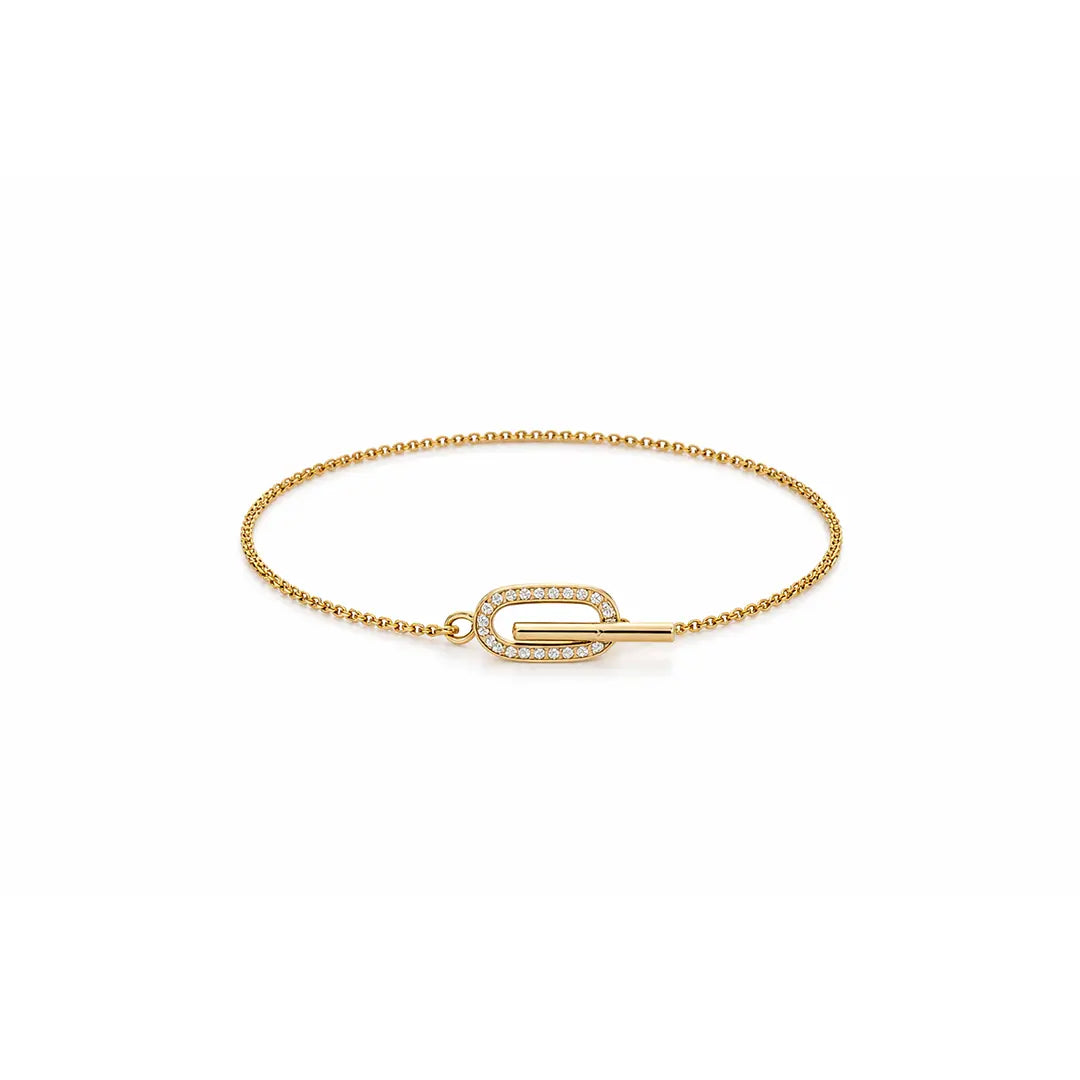 Glieder Armband 925 Sterling Silber aus 925 Sterling Silber vergoldet mit Zirkonia, filigraner Schmuck für Damen, eleganter zeitloser Klassiker.