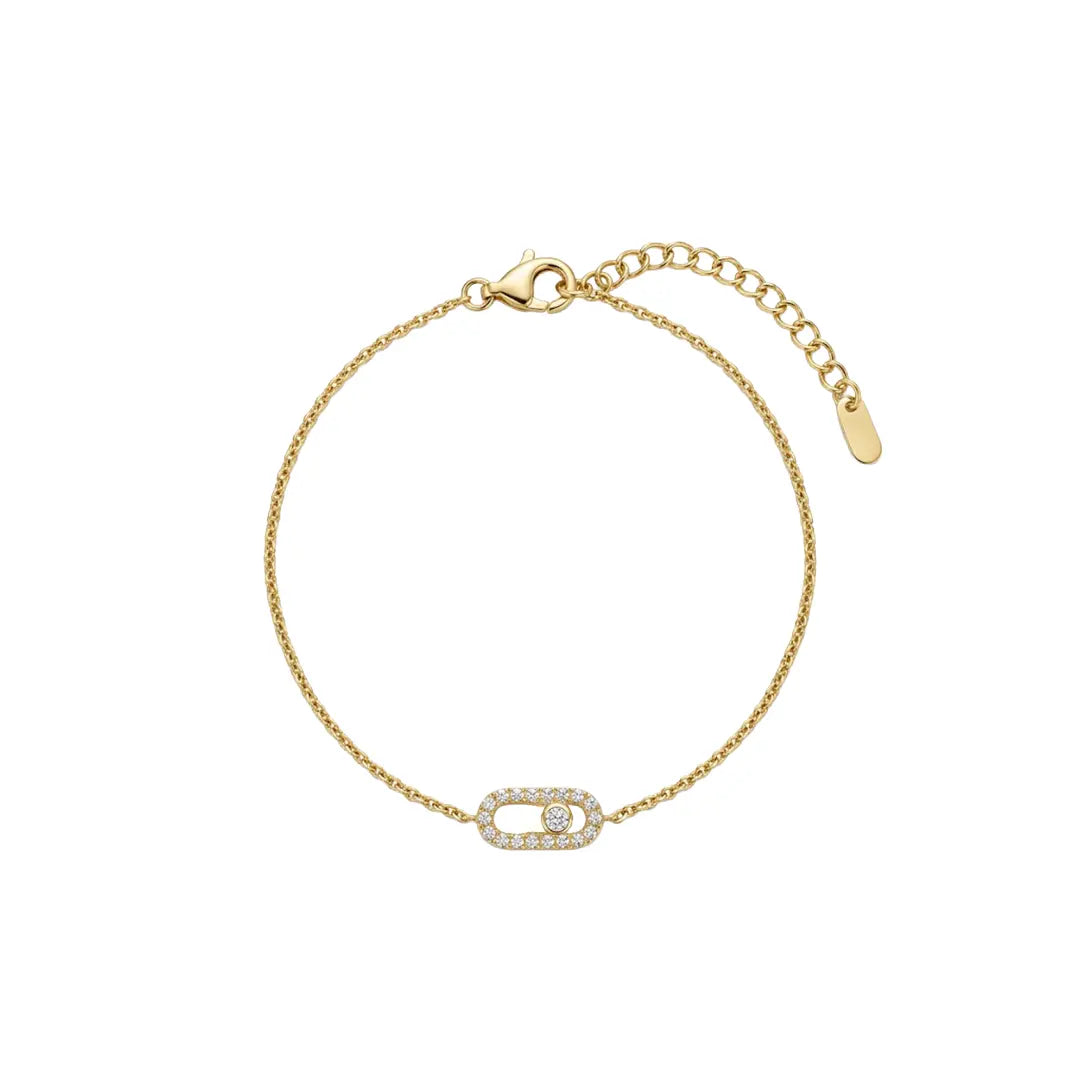Link Crystal Bracelet aus 925 Sterling Silber mit Zirkonia, filigraner Schmuck für Damen, eleganter zeitloser Klassiker.