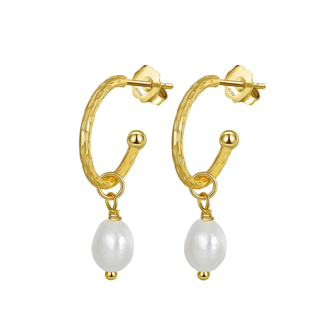 Pearldrop Elegance – 925 Silber-Creolen mit Süßwasserperlen Suzan Gold