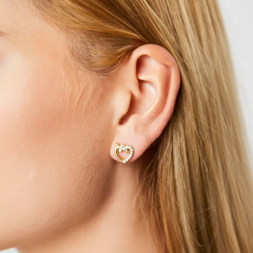 Heartlink – Herz Ohrstecker aus 925 Silber mit Zirkonia Suzan Gold