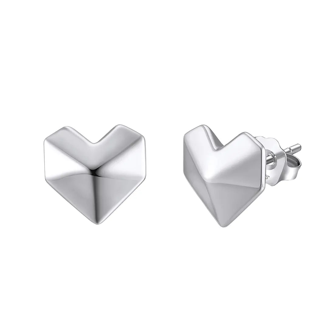 GeoHeart – Herz Ohrstecker aus 925 Silber, modern & glänzend Suzan Gold