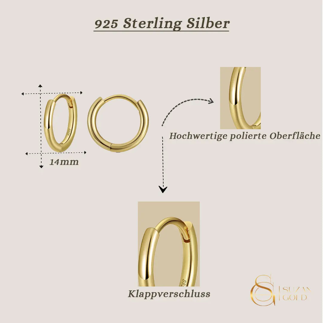 GlowHoops – 925er Creolen in Gold & Silber Suzan Gold