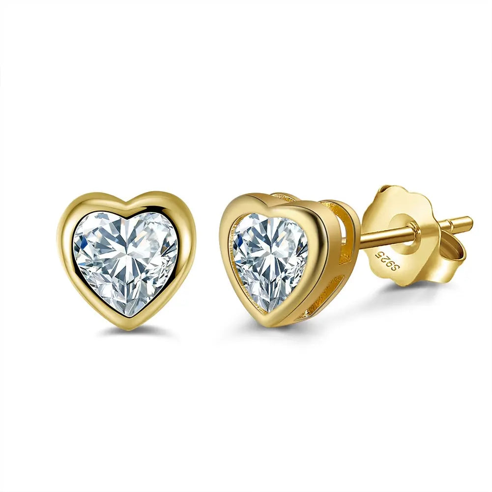 Liora – Herz Ohrstecker aus 925 Silber mit Zirkonia Suzan Gold