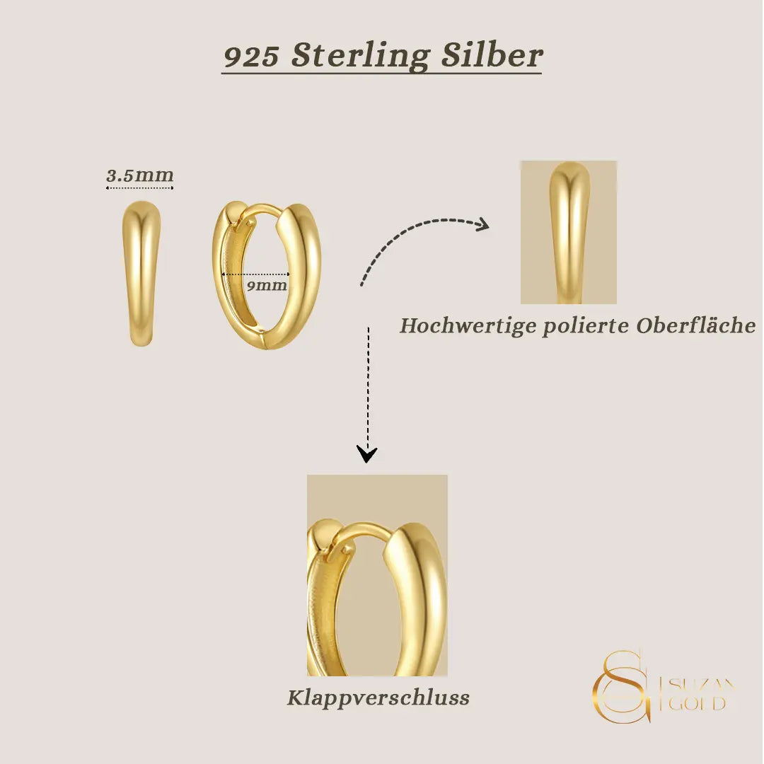 Shapeline – Huggie-Creolen aus 925 Silber in Gold oder Silber Suzan Gold
