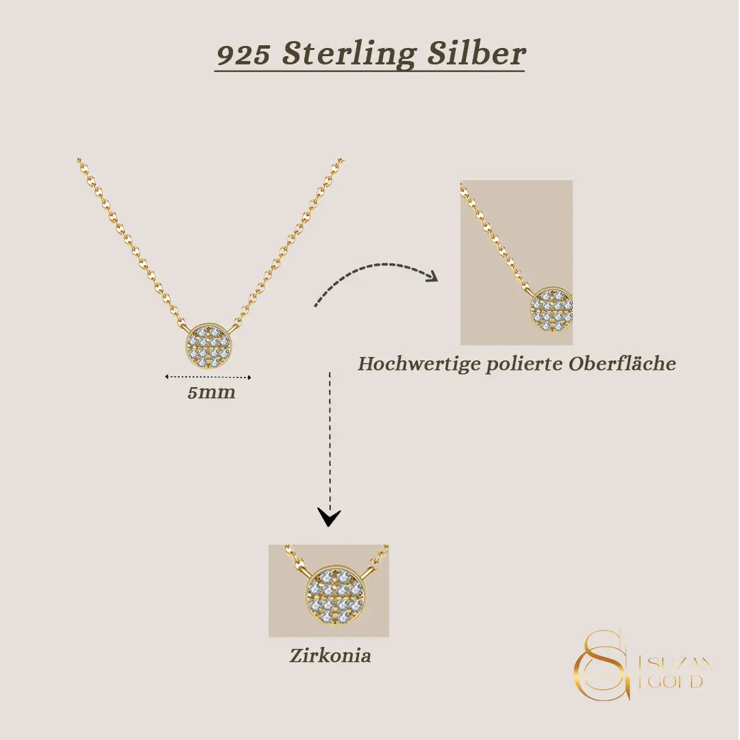 Milari Zirkonia-Kette aus 925 Silber – rund & elegant Suzan Gold