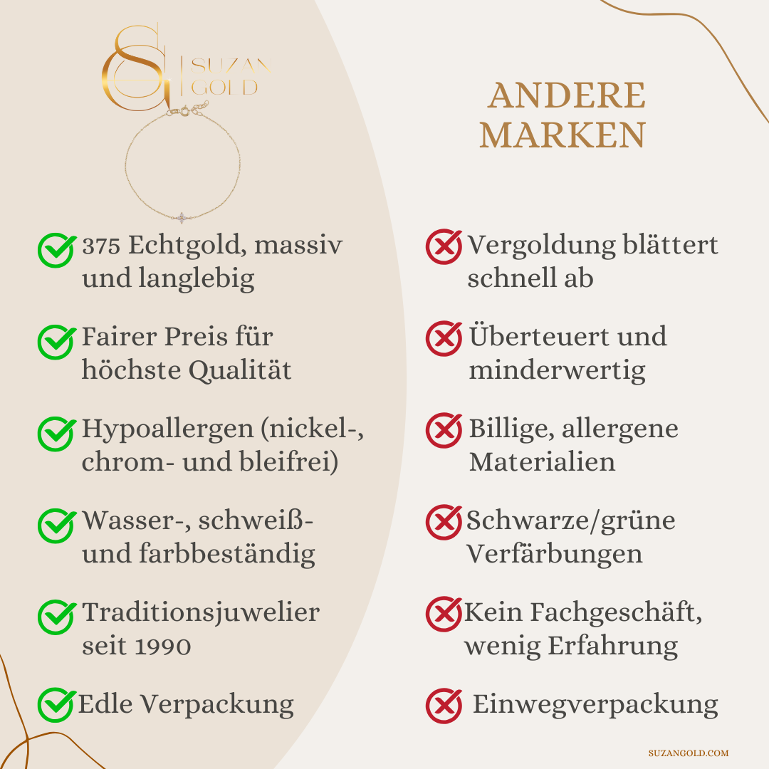 Stellaria – 375er Echtgoldarmband mit Zirkonia-Stern