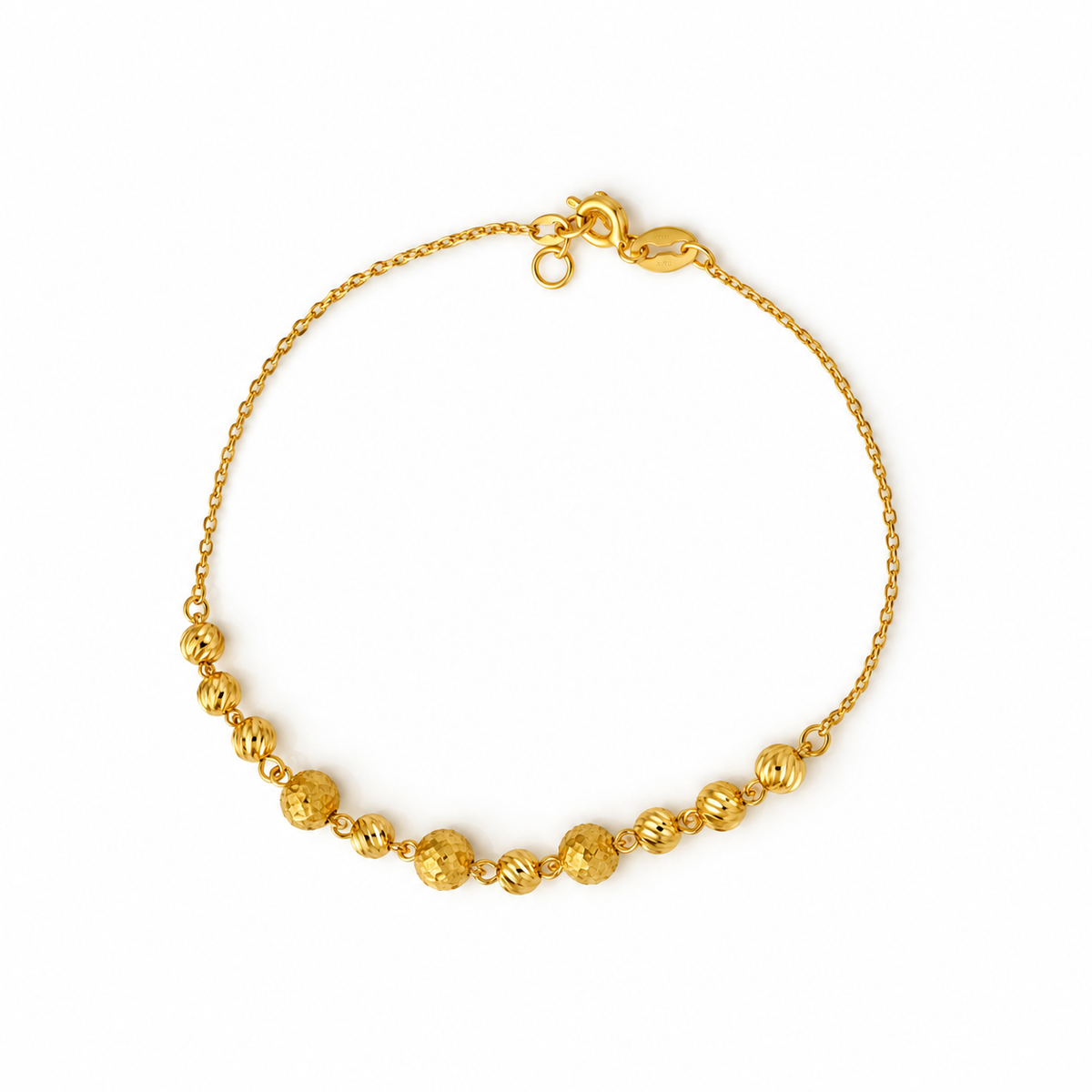 Diamond Beads Armband aus 875 Gold mit diamantierten Kugeln an feiner Ankerkette