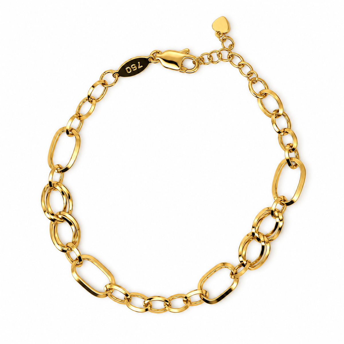 Oval Link Gliederarmband aus 750 Gold mit ovalen Gliedern in zwei Größen