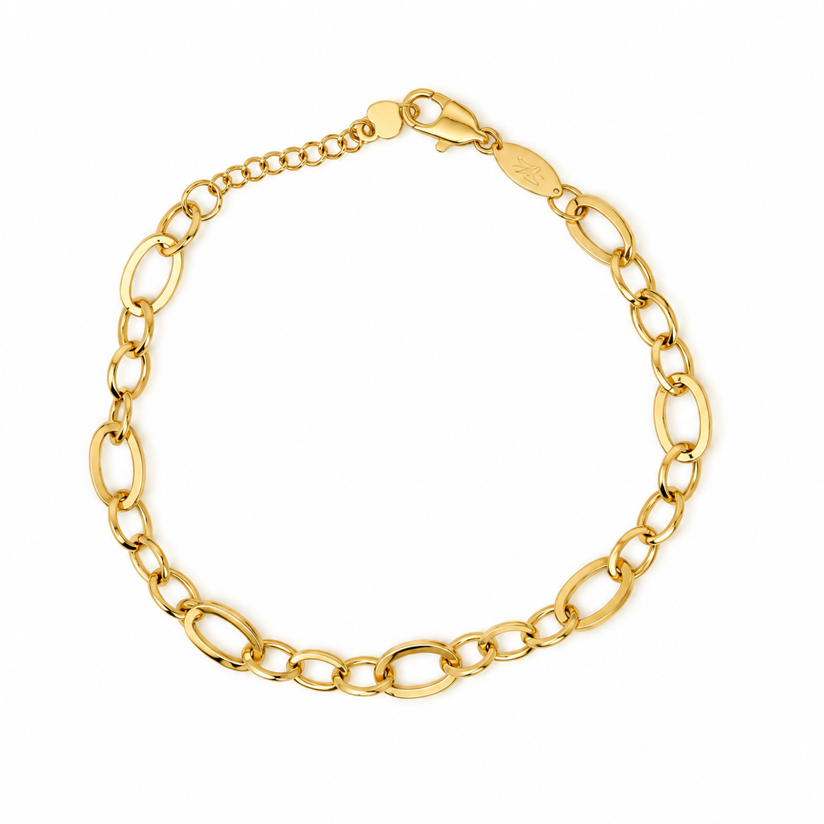 Classic Link Gliederarmband aus 750 Gold mit großen und kleinen ovalen Gliedern