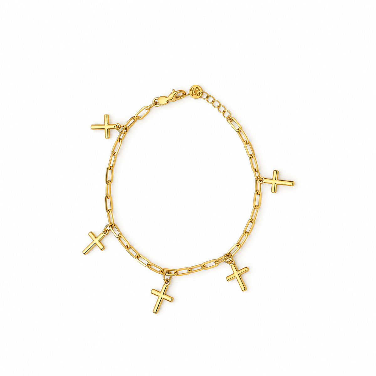 Cross Charms Armband aus 750 Gold mit mehreren Kreuz-Anhängern