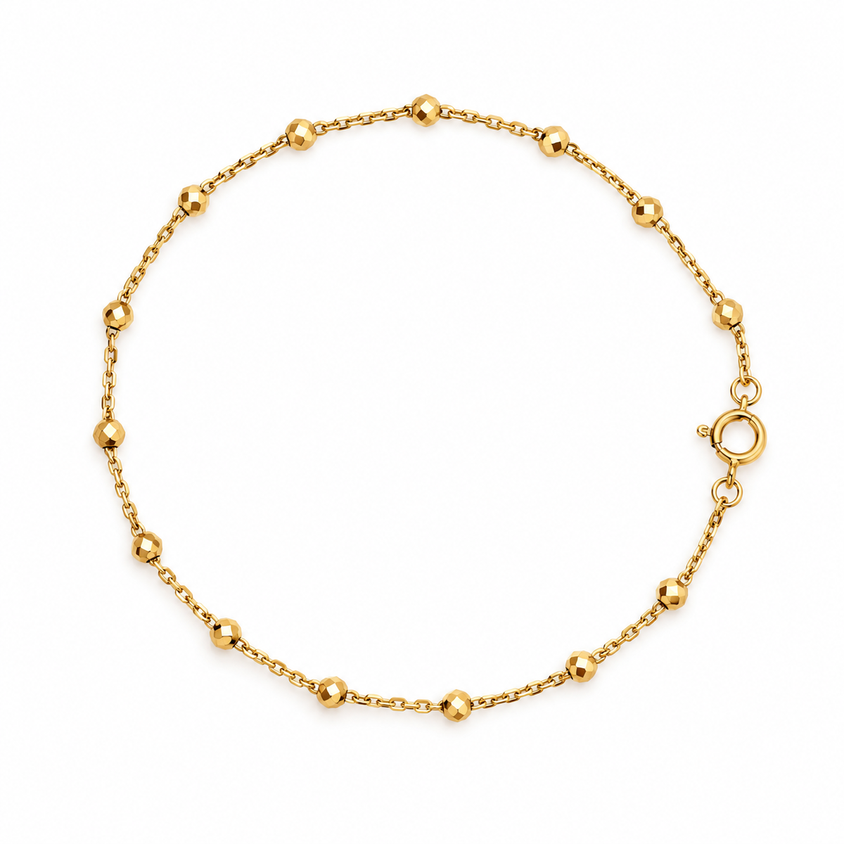 Station Beads feines Armband aus 750 Gold mit diamantierten Kugeln