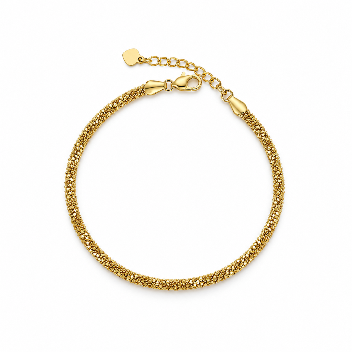 Popcorn Chain Armband aus 750 Gold mit rundem, funkelndem Geflecht