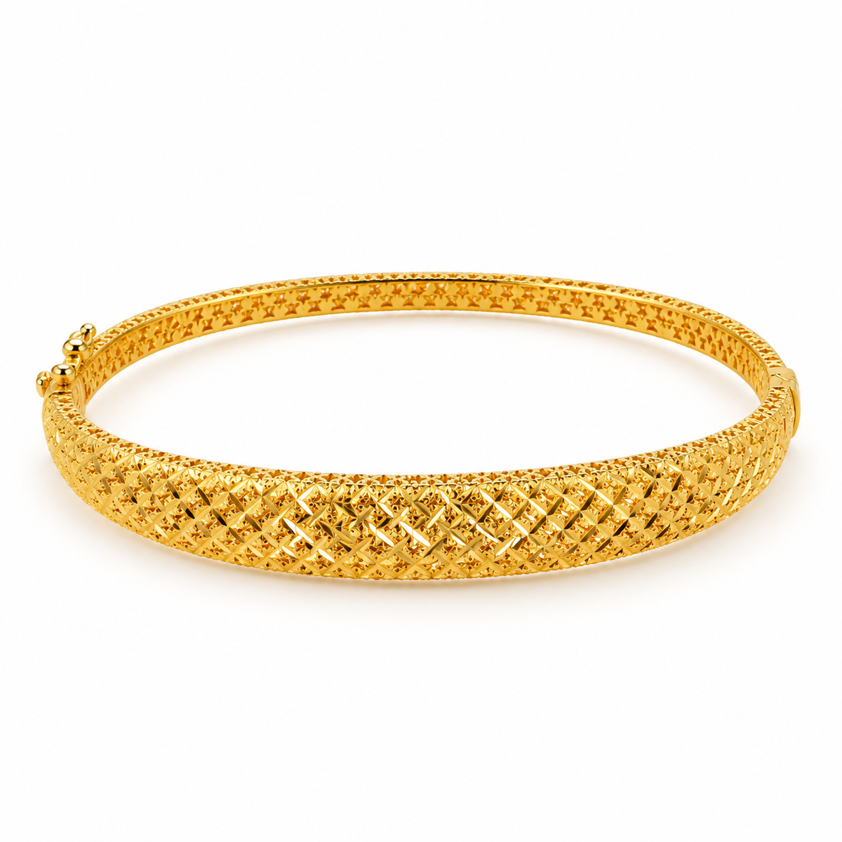 Diamond Lattice Bangle Armreif aus 750 Gold mit diamantiertem Rautenmuster