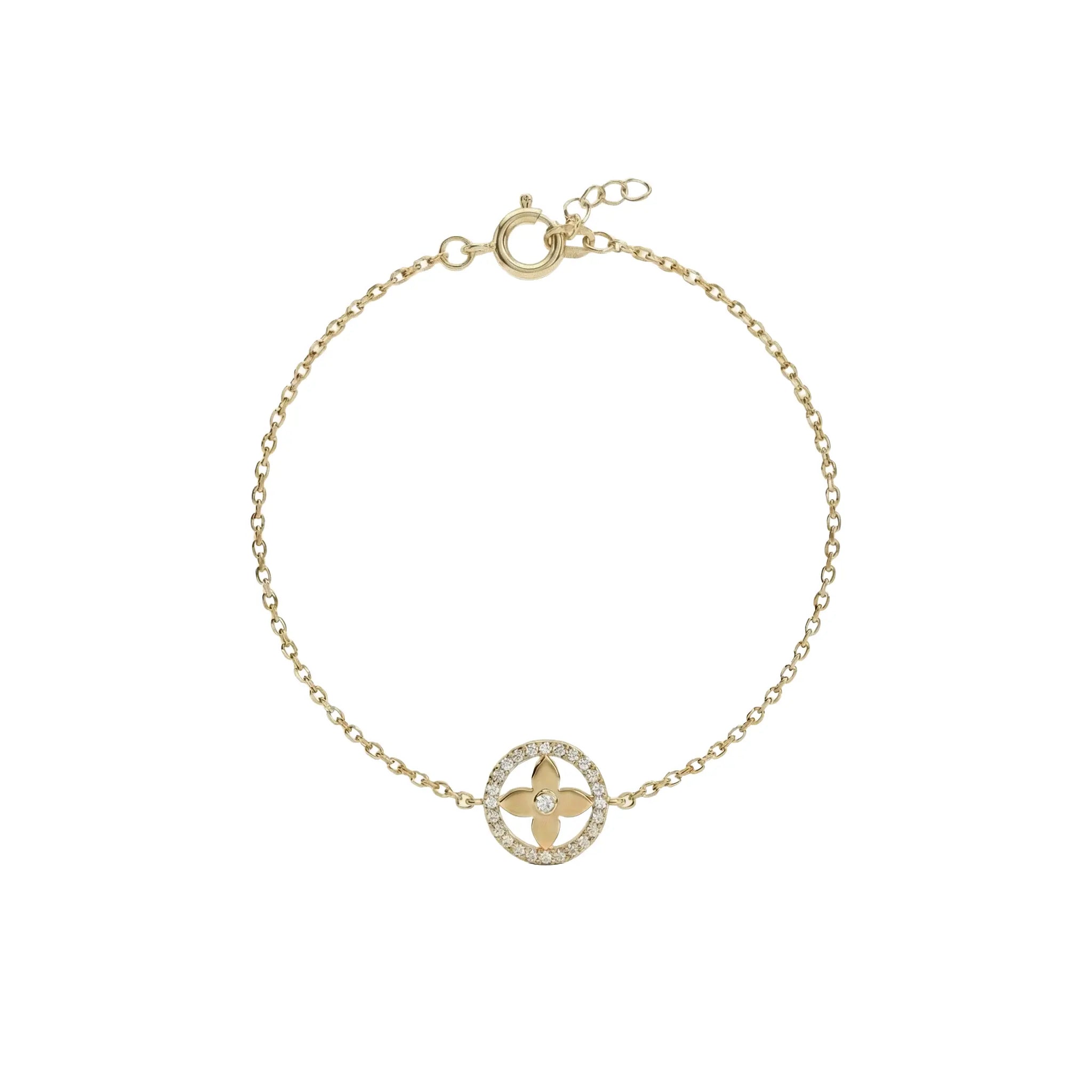 Floréa Halo – 375 Echtgold Armband mit Blüten-Kreis & Zirkonia Suzan Gold