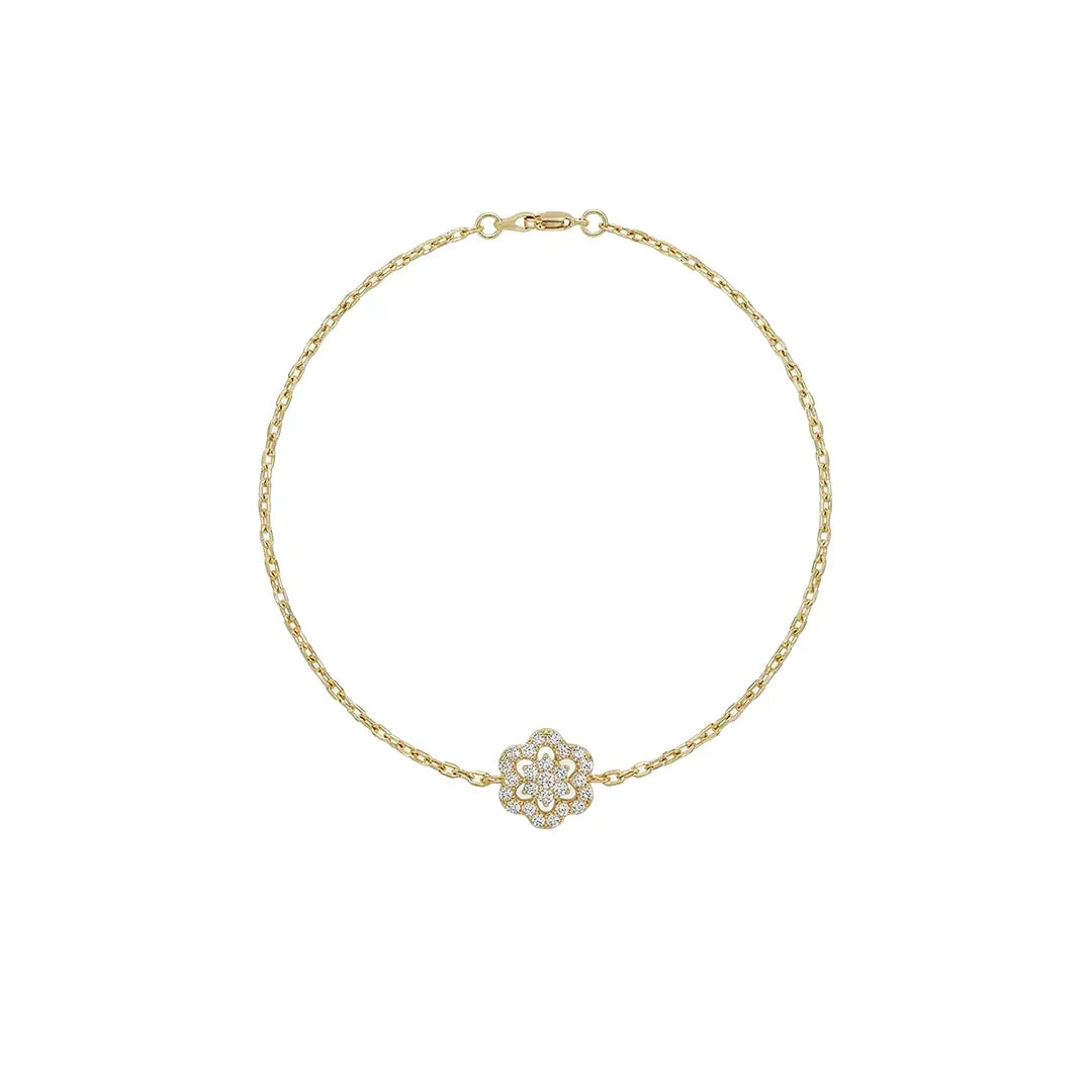Floravia Bloom – 375 Echtgold Armband mit floralem Zirkonia Blütenmotiv Suzan Gold