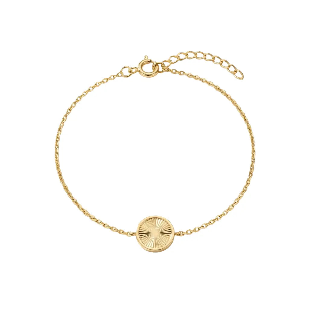 Solaria Ray – 375 Echtgold Armband mit rundem Sonnengravur-Motiv Suzan Gold