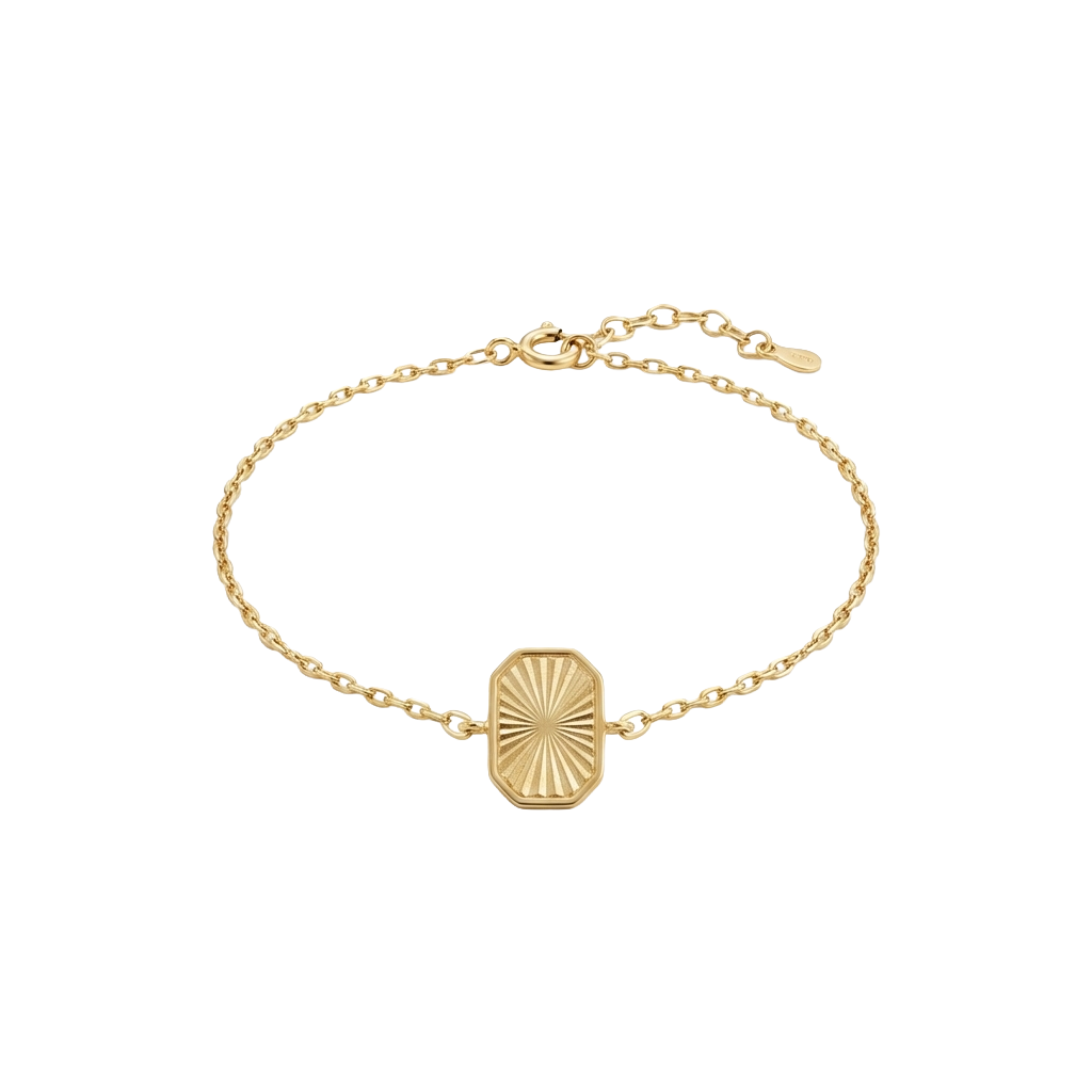 SolaraRay – 375 Echtgold Armband mit Sonnenrelief Anhänger