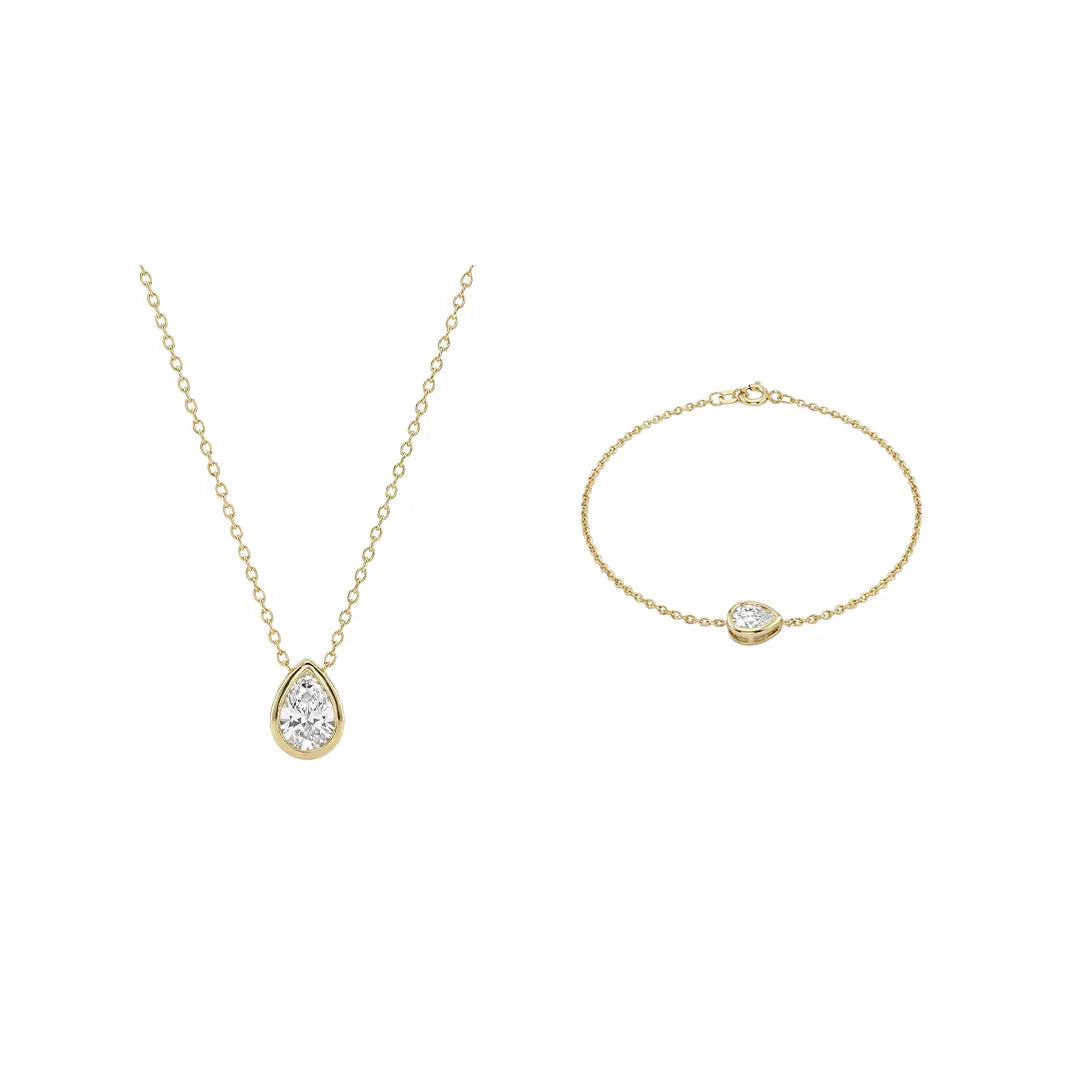 Aurelia Drop Set aus 375 Gelbgold mit Zirkonia, filigraner Schmuck für Damen, eleganter zeitloser Klassiker.
