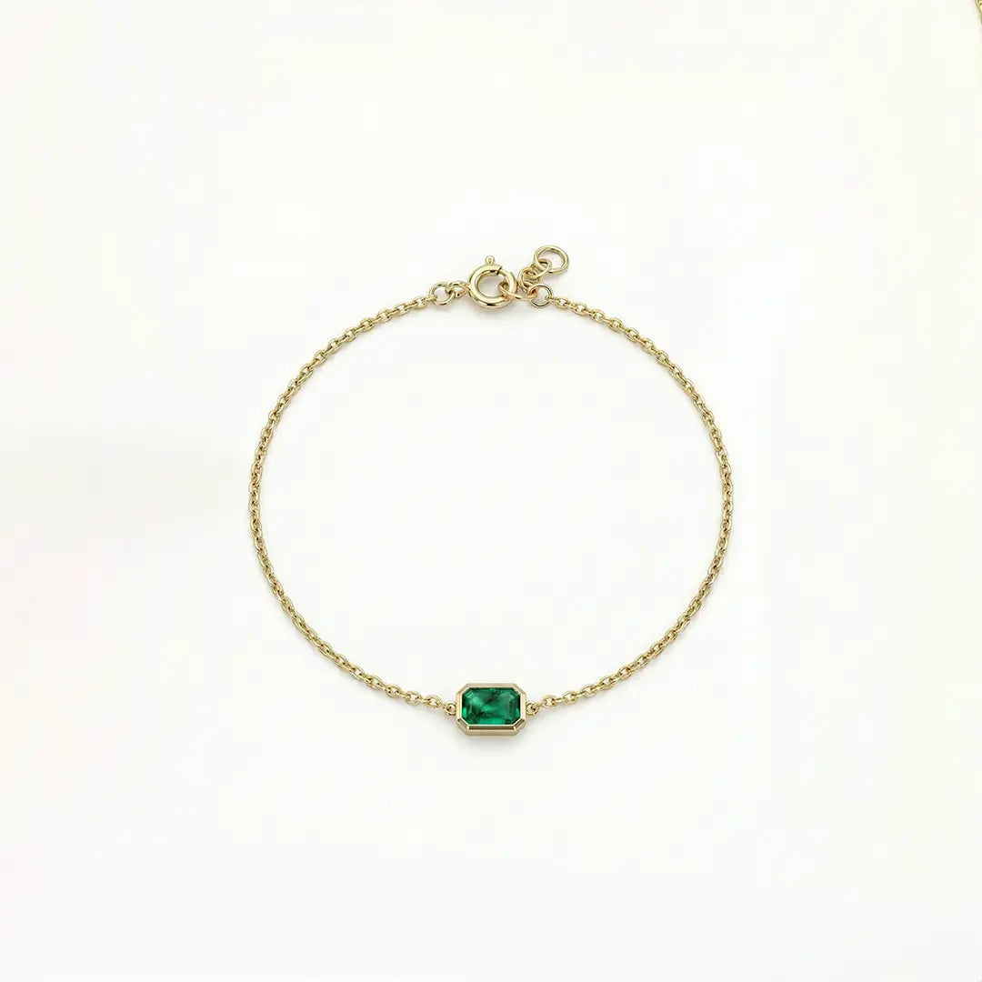 Aurielle Spark – 375 Echtgold Armband mit rechteckigem Zirkonia Anhänger - Suzan GoldArmbänder