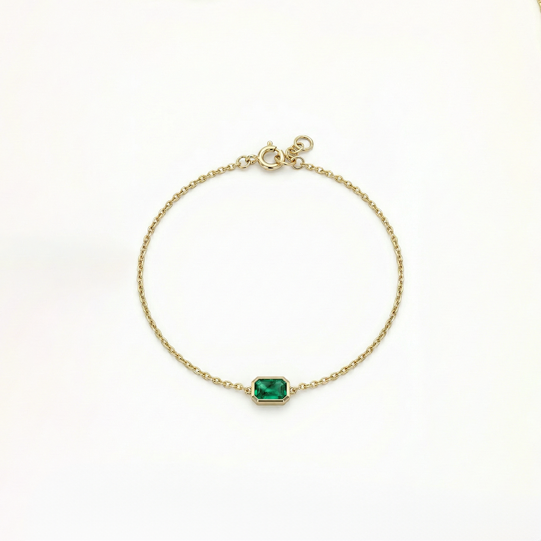 Aurielle Spark – 375 Echtgold Armband mit rechteckigem Zirkonia Anhänger