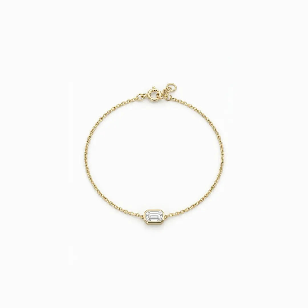 Aurielle Spark – 375 Echtgold Armband mit rechteckigem Zirkonia Anhänger - Suzan GoldArmbänder