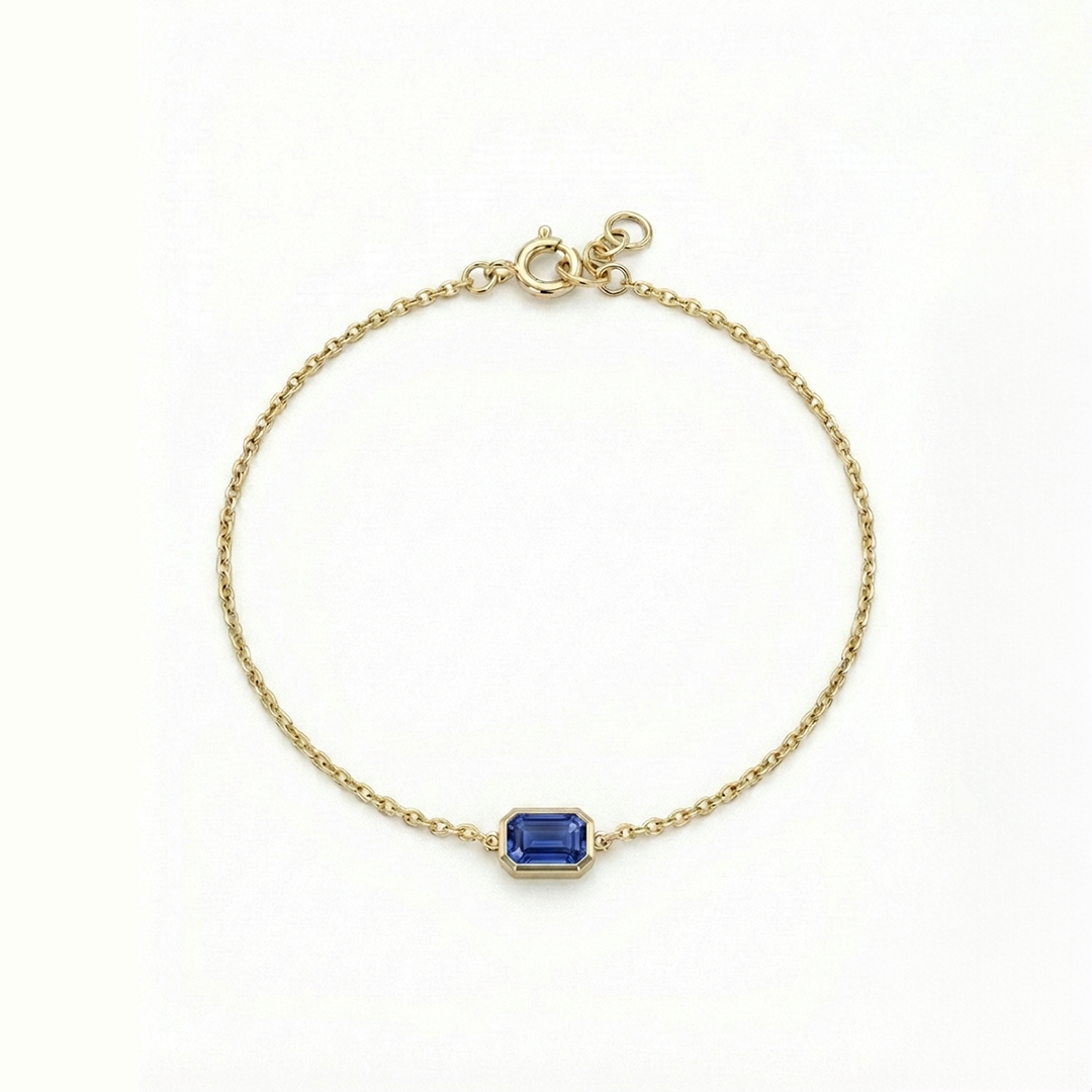 Aurielle Spark – 375 Echtgold Armband mit rechteckigem Zirkonia Anhänger