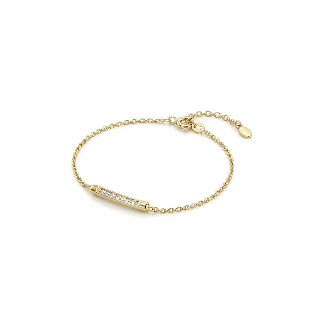 Stellaris Bar Armband aus 375 Gelbgold mit Zirkonia, filigranes Armband für Damen, eleganter zeitloser Schmuck.