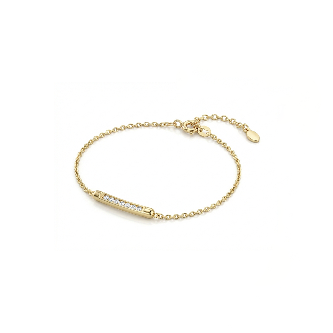 Stellaris Bar – 375 Echtgold Armband mit Zirkonia Stab