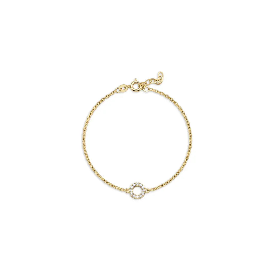 Cirena Spark – 375 Echtgold Armband mit Zirkonia Kreis Anhänger Suzan Gold