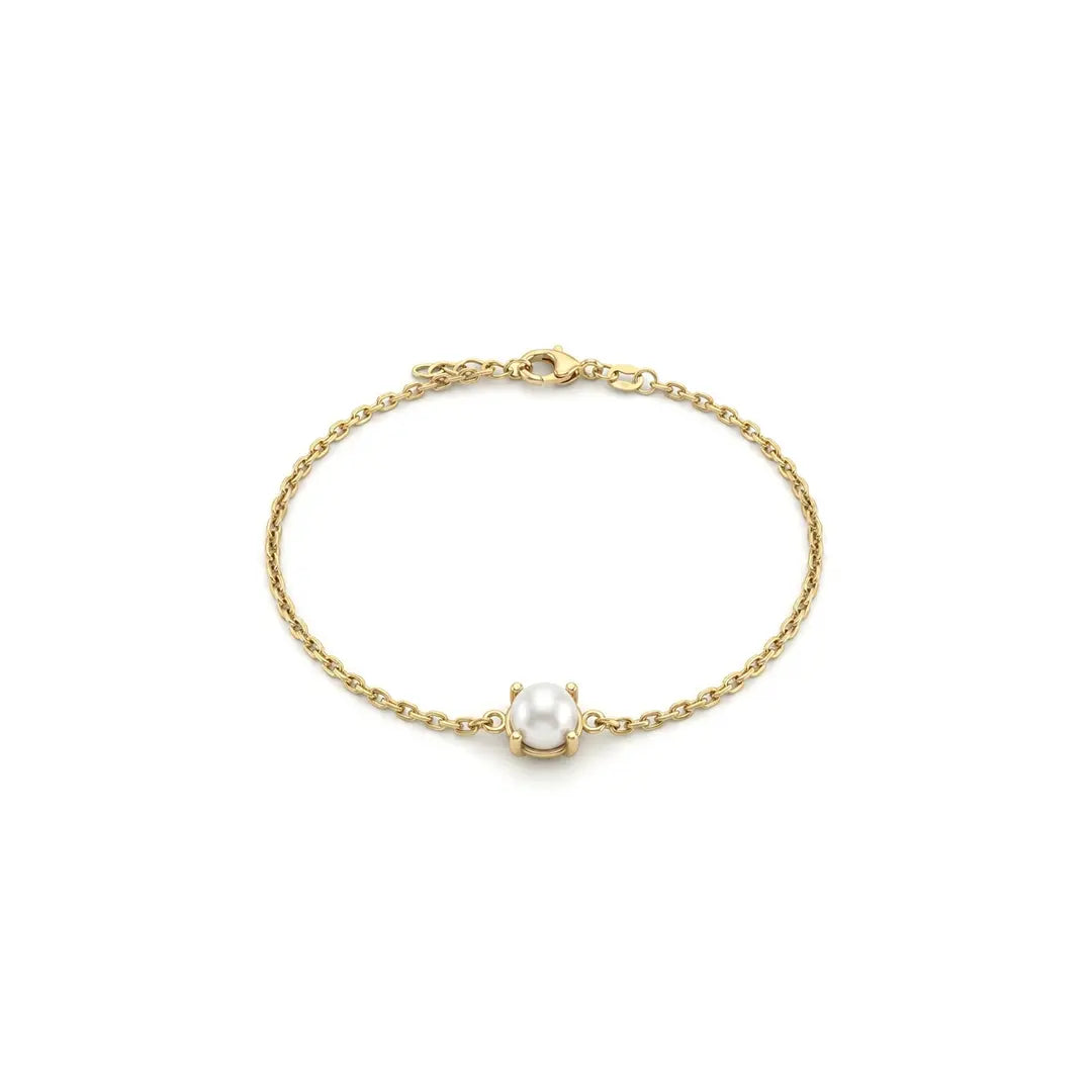 PearlLune Grace Armband aus 375 Gelbgold mit Perle, filigranes Armband für Damen, eleganter zeitloser Schmuck.
