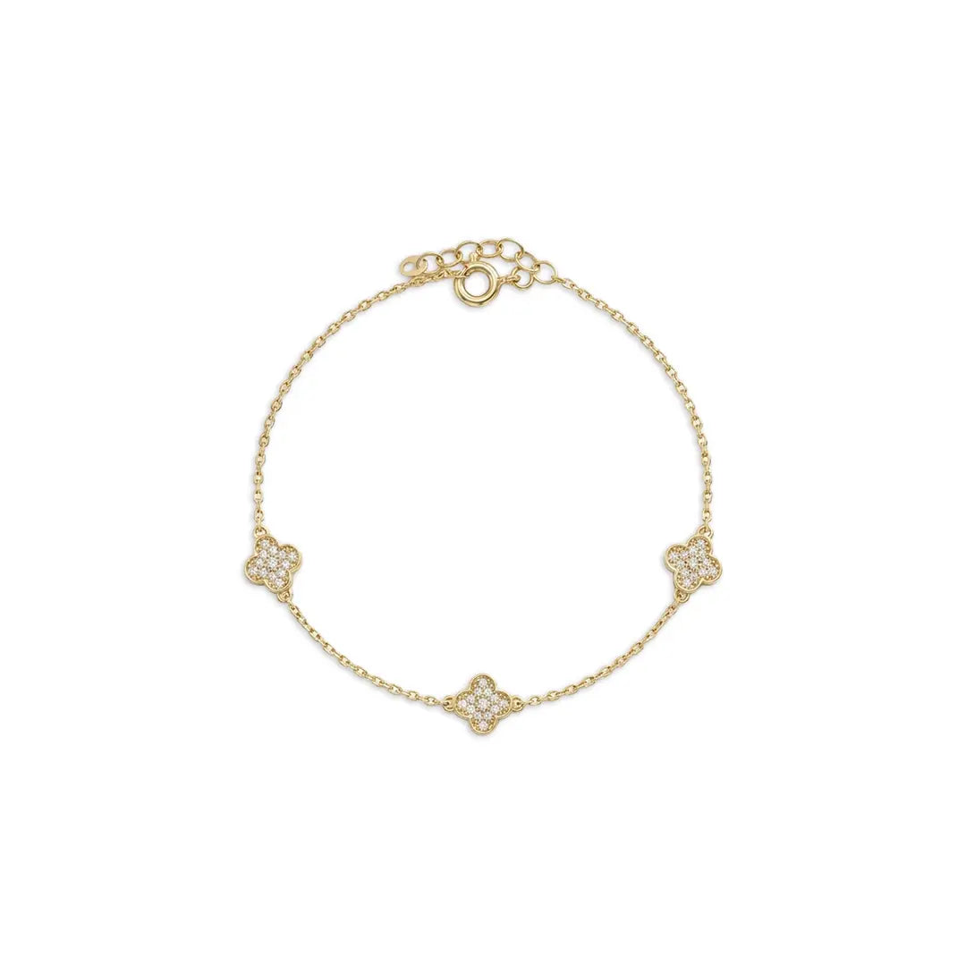 Floria Trio – 375 Echtgold Armband mit drei Clover Elementen Suzan Gold