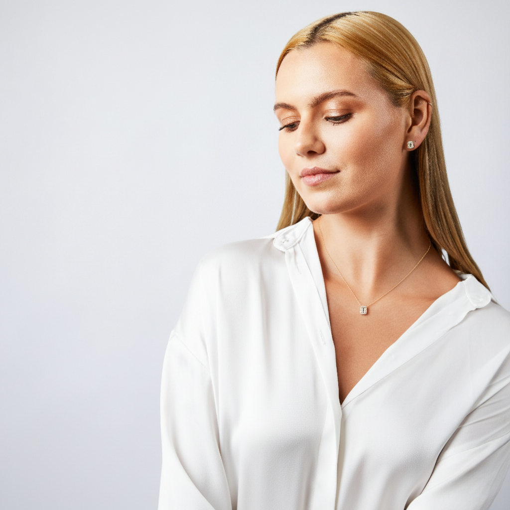 Forever Sparkle – Echtgold Schmuckset mit Zirkonia-Kette & Ohrsteckern