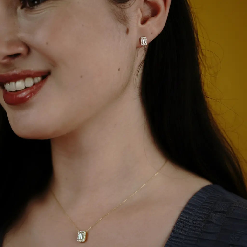 Forever Sparkle – Echtgold Schmuckset mit Zirkonia-Kette & Ohrsteckern Suzan Gold
