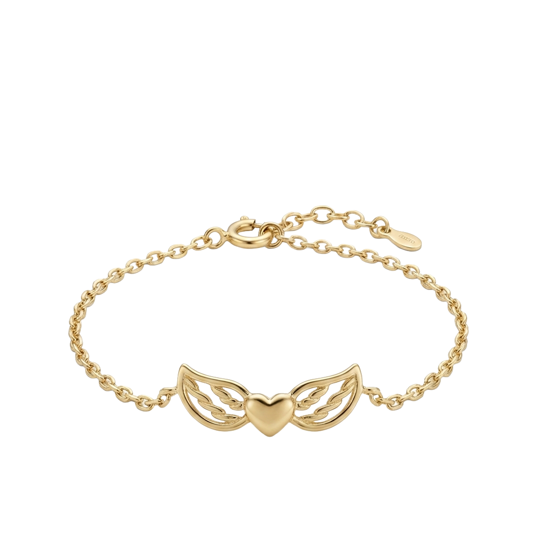 AngelHearta – 375 Echtgold Armband mit Herz und Flügeln