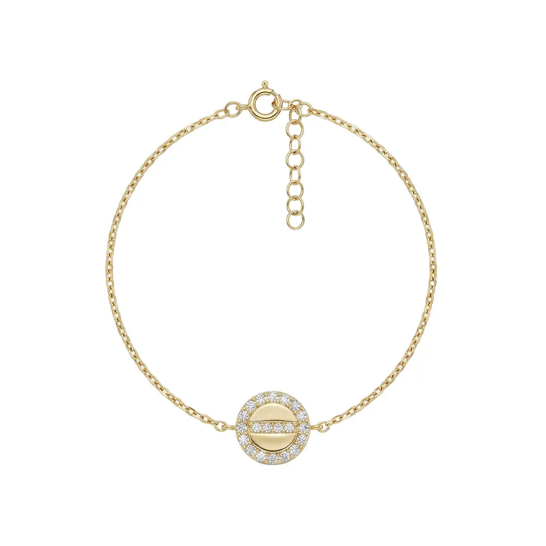 Aurelia Halo – 375 Echtgold Armband mit rundem Zirkonia Element Suzan Gold