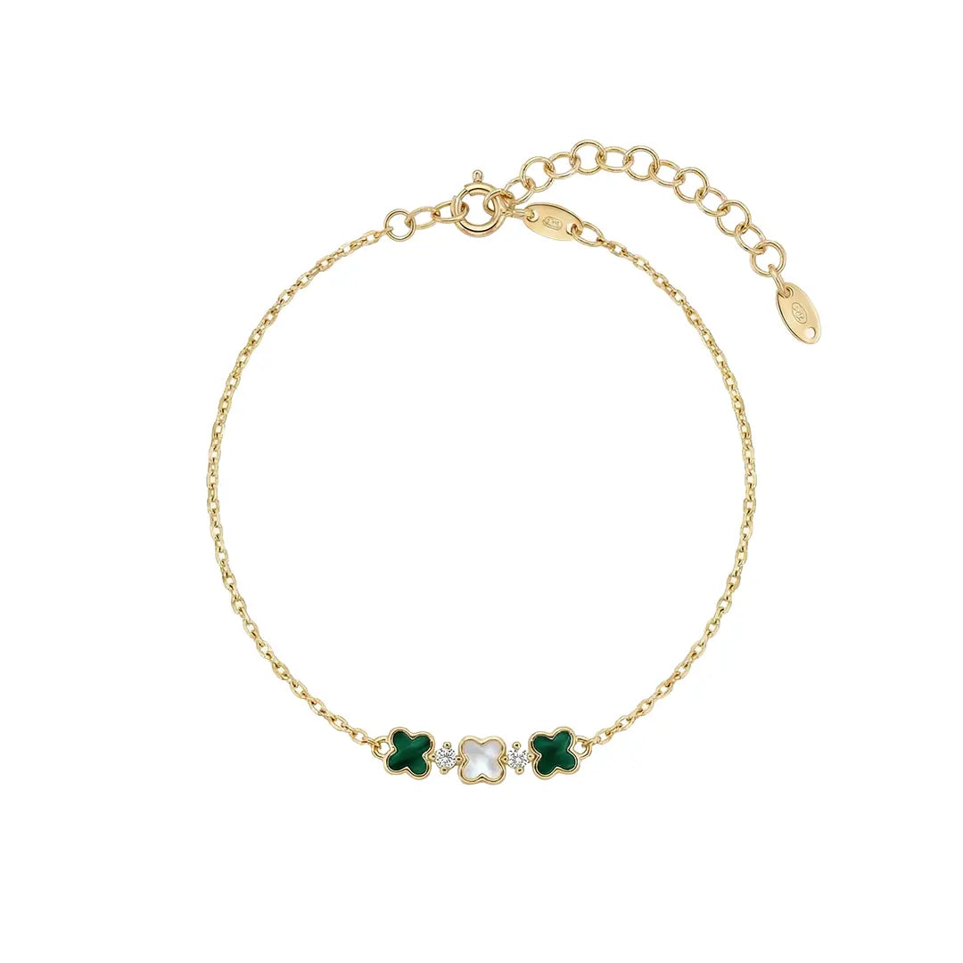 TréviaGlow – 375 Echtgold Armband mit Kleeblatt Trio Suzan Gold